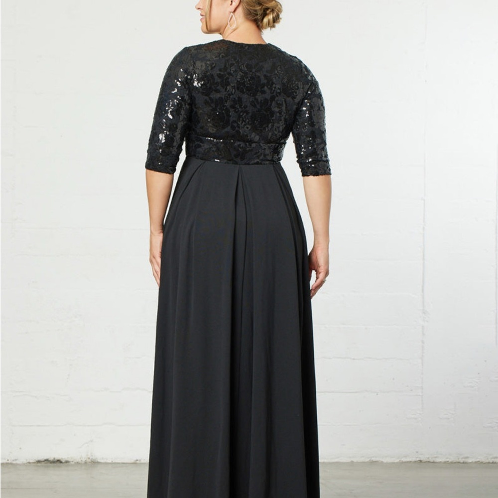 Kiyonna Black Sequin Lace Long Sleeve Dress - Picture 2 of 5